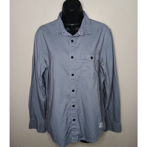 Adam Levine Women's Small Band Shirt Blouse Blue Cotton/Linen Button Up Maroon 5